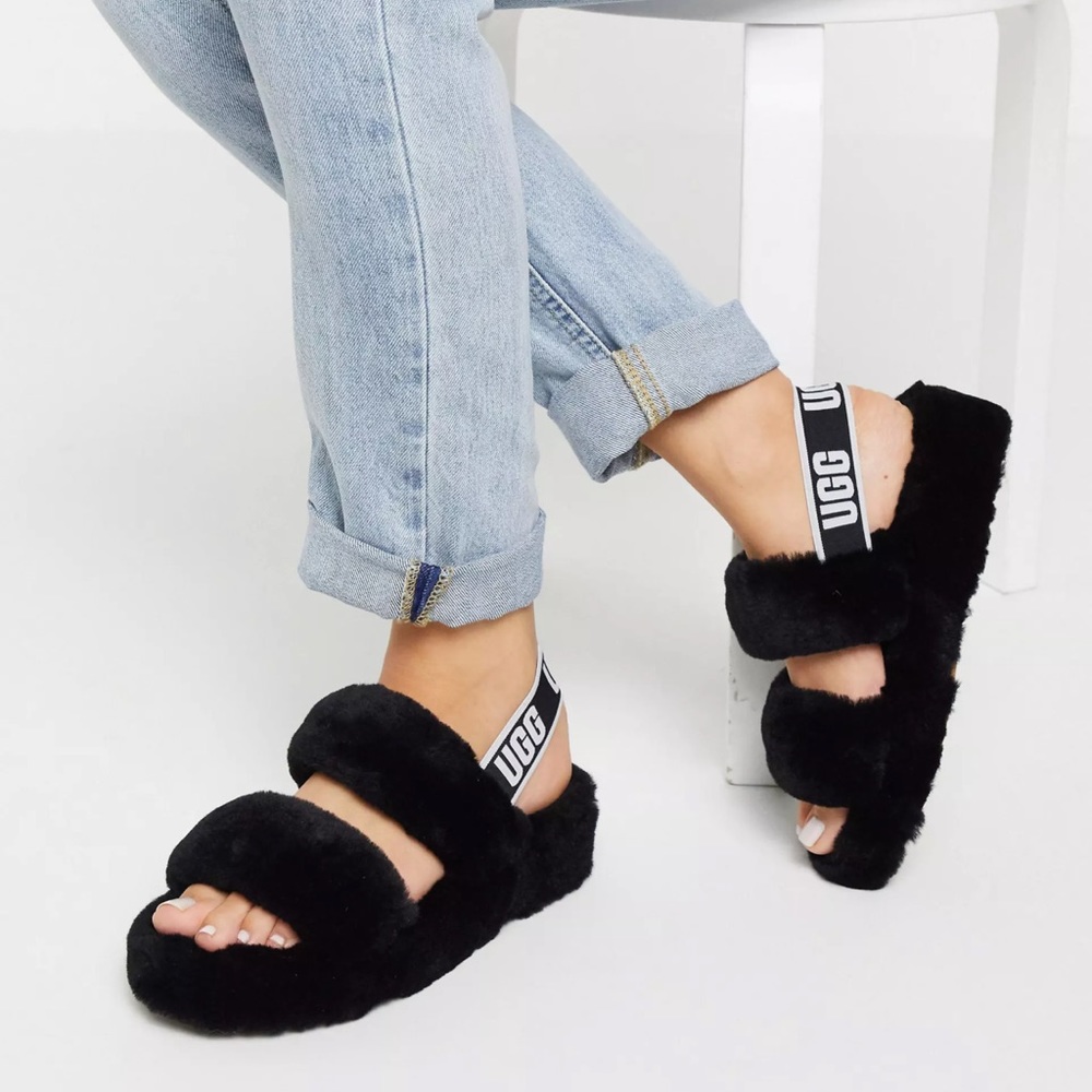 Ugg Oh Yeah Black Slippers